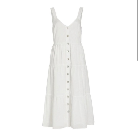 Rails White Violet Tiered Cotton Voile Midi Dress - Picture 3 of 16